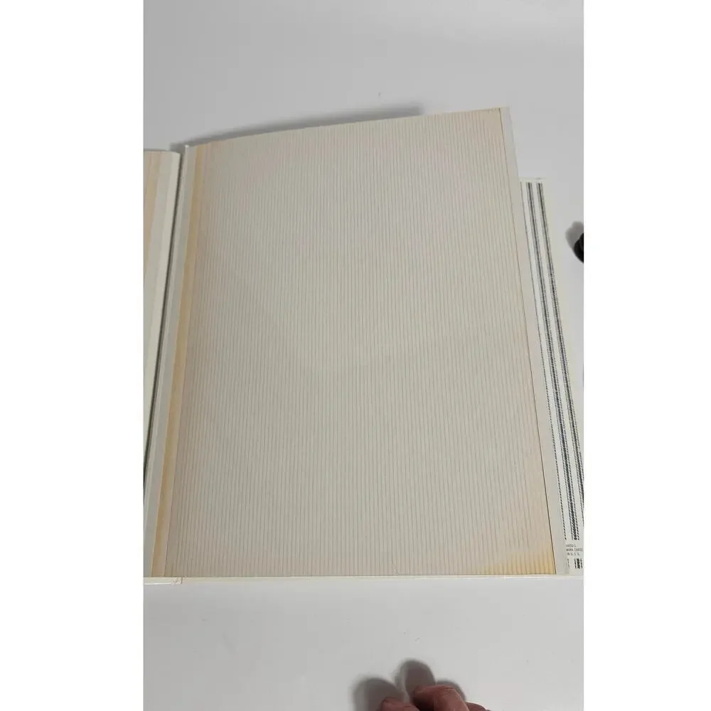 Vintage 1972 Hallmark Photo Album Mod Folk Art Ticking Stripe Quilt Stamp
